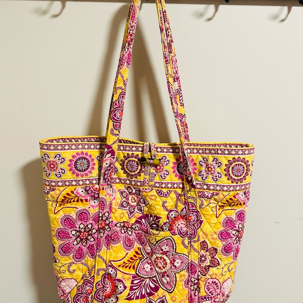Vera Bradley Floral Yellow and Pink Tote Bag